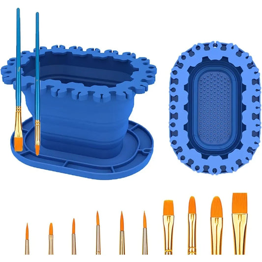 Foldable Paint Brush Cleaning Rinse Cup – Portable Brush Holder for Watercolor & Water-Based Media