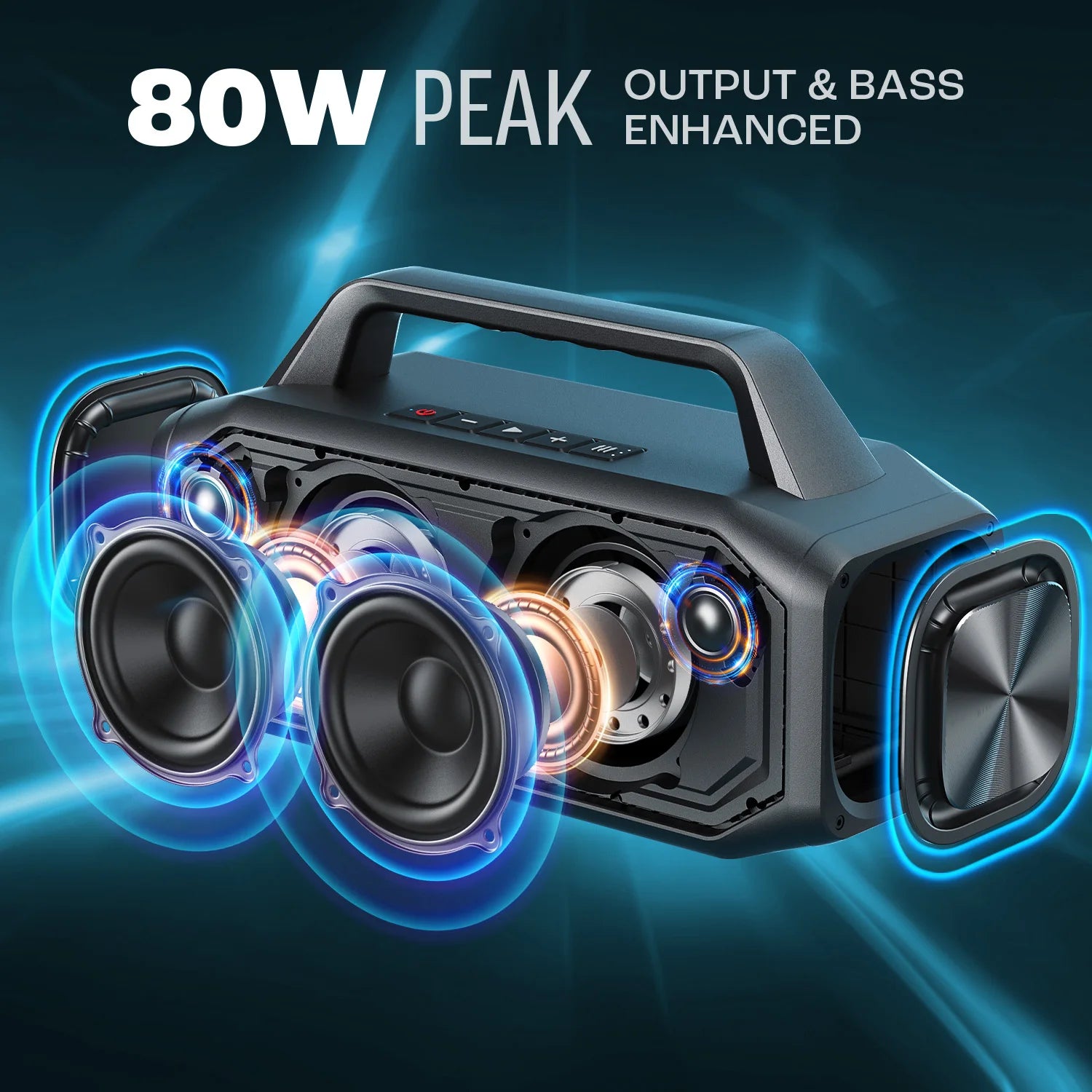 W-KING 80W Bluetooth Speaker – Portable Wireless Outdoor Speaker with Bass Boost, Stereo Pairing & Reverse Charging (IPX6)