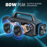 W-KING 80W Bluetooth Speaker – Portable Wireless Outdoor Speaker with Bass Boost, Stereo Pairing & Reverse Charging (IPX6)