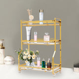 3-Tier White & Gold Bathroom Countertop Organizer – Vanity Shelf for Skincare, Makeup & Perfume