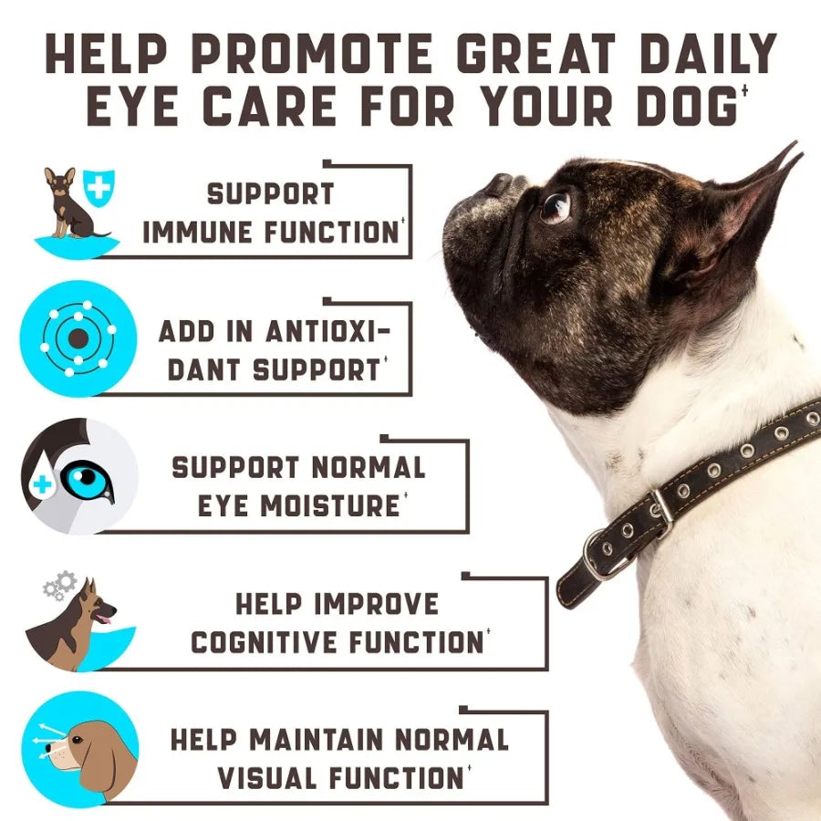 Eye Vitamins for Dogs – Complete Vision, Tear Stain & Immune Support Supplement with Carrot, Fish Oil & Lutein