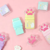 Cute Paw Roller Erasers – 4-Pack Rubber Erasers with Built-In Shaving Roller Case