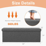 Hidden Storage Footstool Toy Box Bench – Linen Fabric 2-in-1 Ottoman for Living Room & Bedroom
