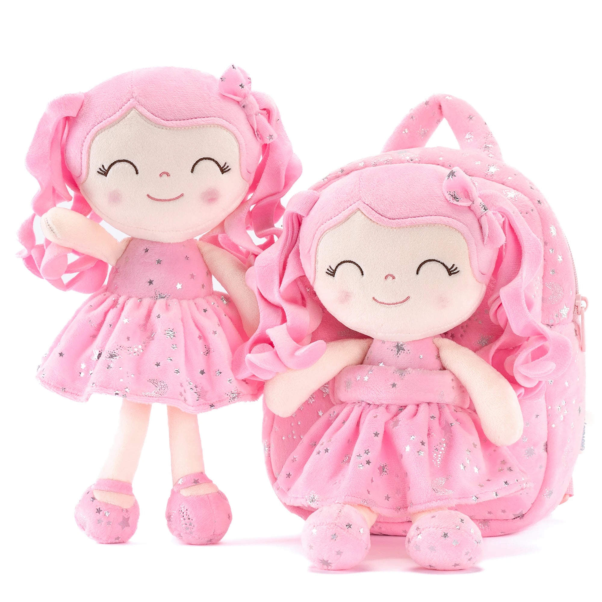 Gloveleya Plush Backpack – Starry Sky Curly Hair Doll Bag for Kids | Soft Toddler Backpack for Baby Girls & Preschool Gifts