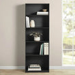 5-Shelf Bookcase with Adjustable Shelves, True Black Oak - PulinGO