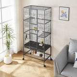 Large Bird Cage with Rolling Stand – Wide Flight Metal Parrot Cage for Budgies, Parakeets & Conures, Secure Animal Habitat