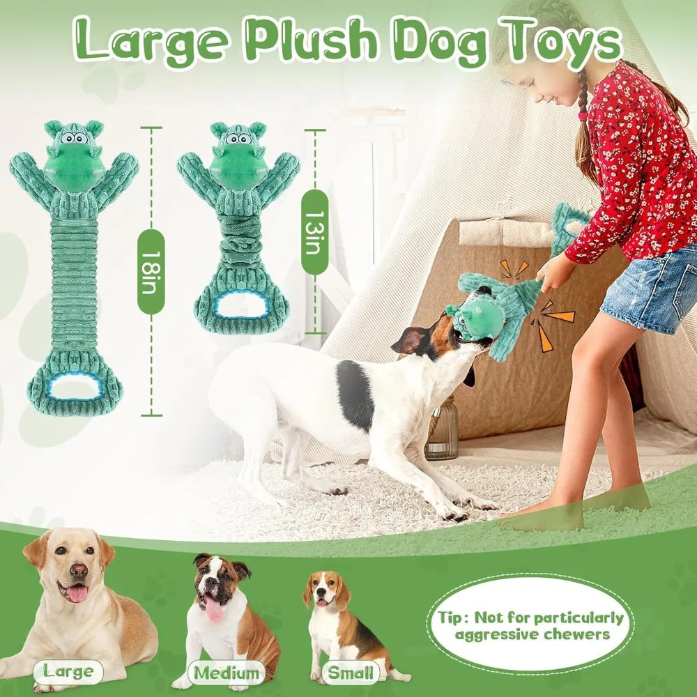 Large Plush Dog Toy with Squeaker – Durable Play Toy for Aggressive Chewers