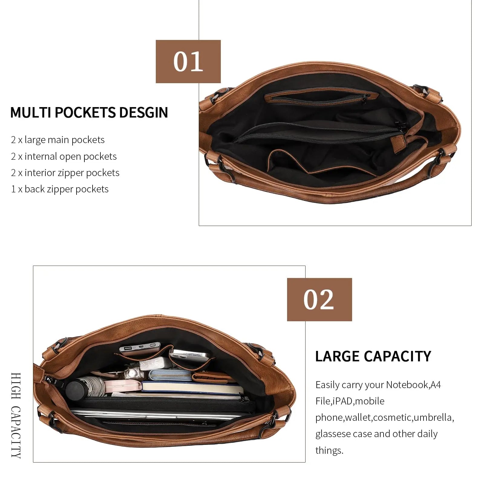 Large Soft Shoulder Hobo Bag for Women – Oversized PU Leather Handbag