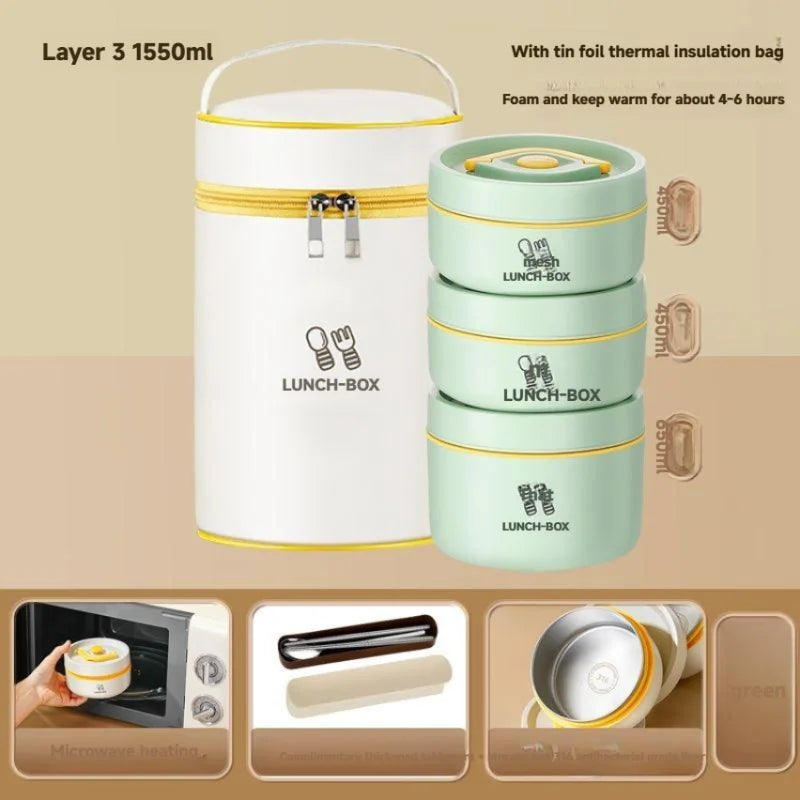 Premium 316 Stainless Steel Insulated Lunch Box with Leak-Proof Compartments for Work, School & Travel