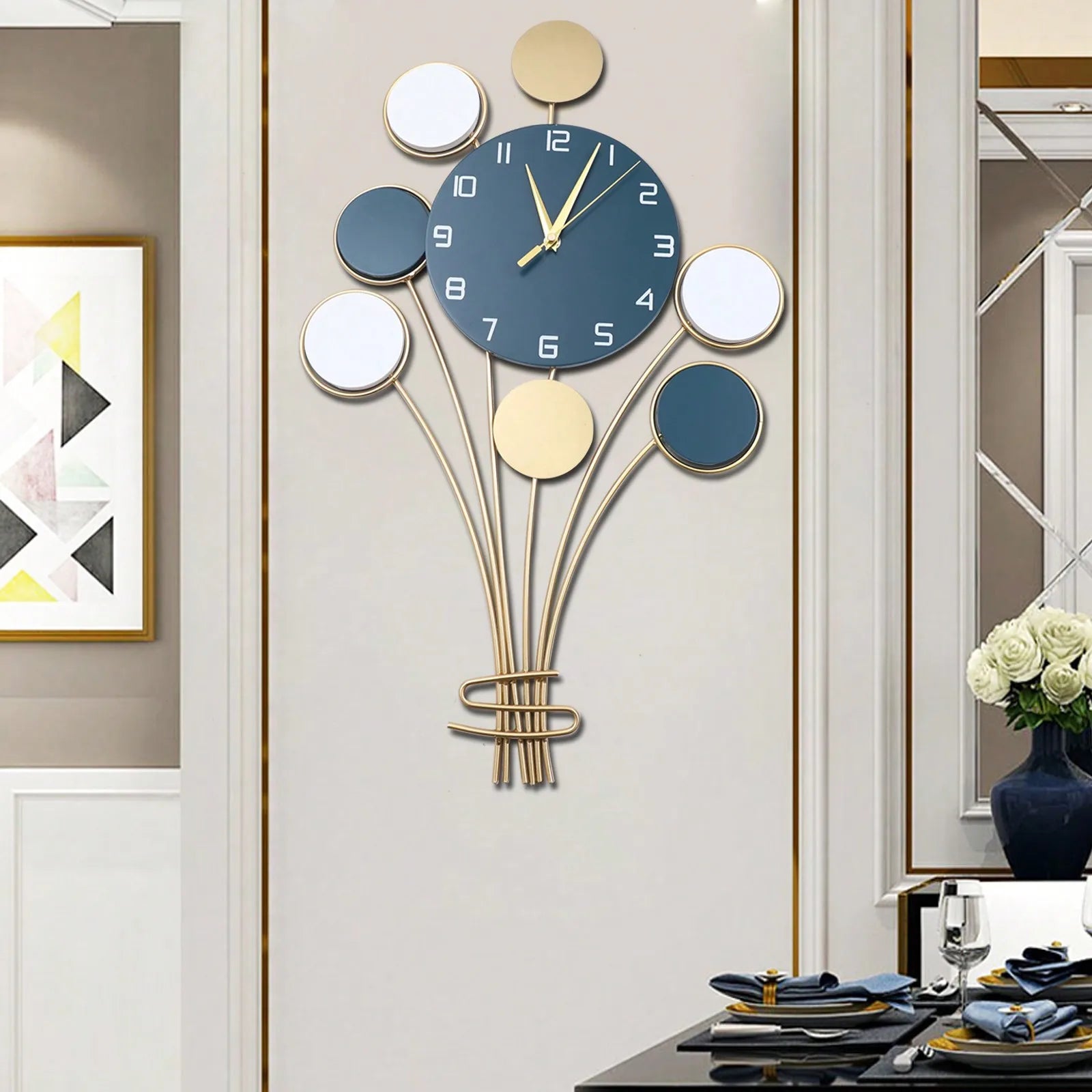 Large Wall Clock – Silent Battery Operated Hot Air Balloon Design, No-Drill Installation 🕒🎈