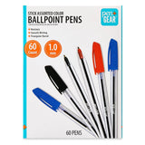 Stick Ballpoint Pen Set – 1.0mm Tip, Assorted Black/Blue/Red Ink (60-Count) for Office & School ✒️🖊️