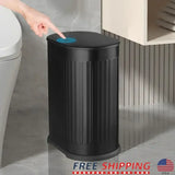 Slim Stainless Steel Bathroom Trash Can with Pop-Up Lid – Dog-Proof Narrow Wastebasket with Inner Bucket & Odor Seal