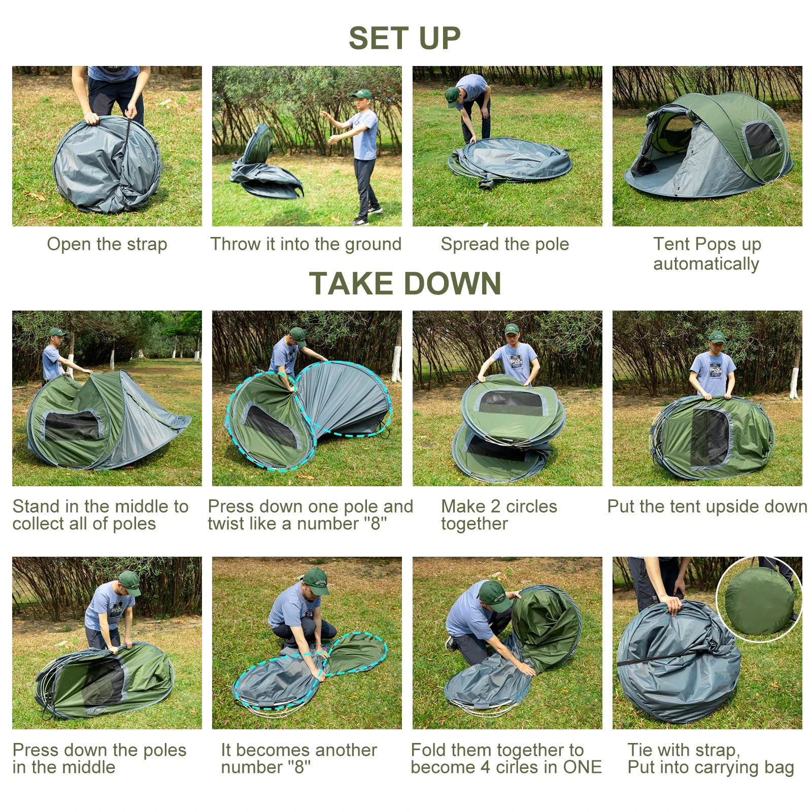Automatic Pop-Up Camping Tent ⛺ – Waterproof 3-4 Person Outdoor Family Tent for Hiking & Travel