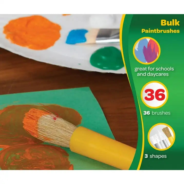 Crayola Paintbrush Variety Classpack (36 Count) – Bulk Paint Brushes for Classroom & Group Art Projects