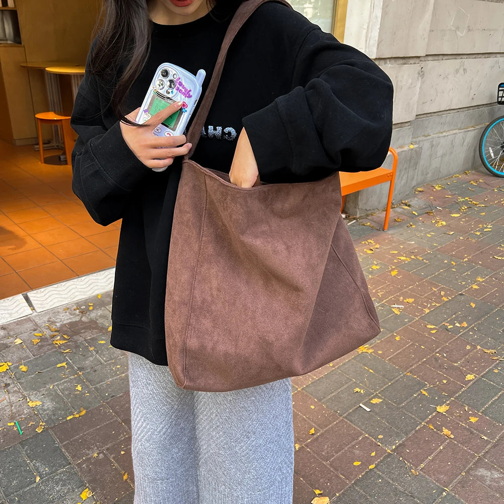 Women’s Tweed Underarm Shoulder Bag – Retro Classic Large Capacity Solid Color Handbag