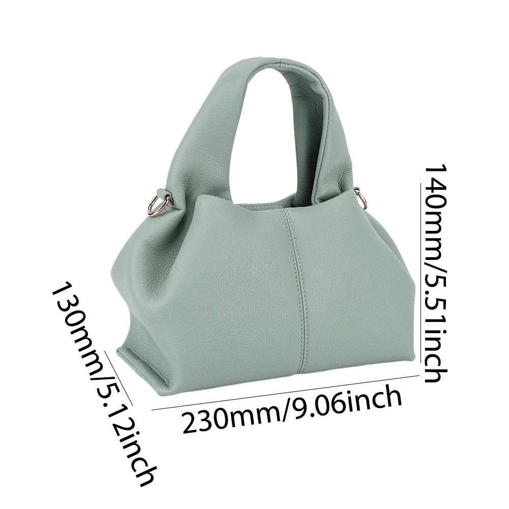 Women’s Soft Cloud Dumpling Bag – Solid Color PU Leather Clutch with Removable Strap, Retro Crossbody & Top Handle Purse