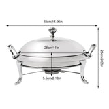 Round Stainless Steel Cooking Buffet Warmer Tray with Lid & Fuel Holder – 6 L / Professional Serving Set