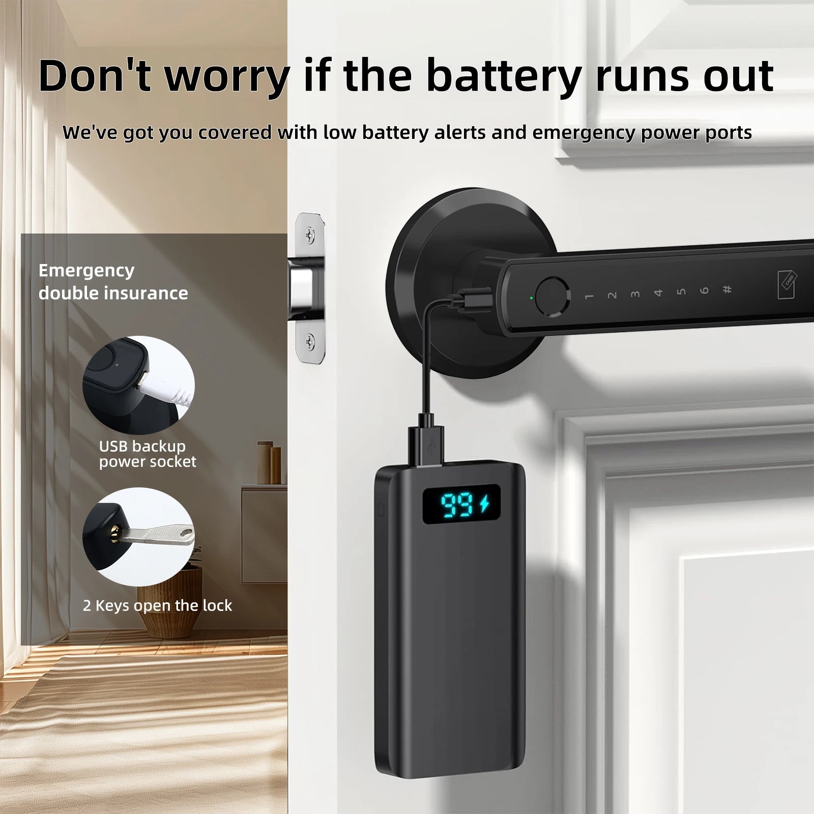Viladepot Smart Lock – Fingerprint & App Control Door Lock with Touchscreen Keypad