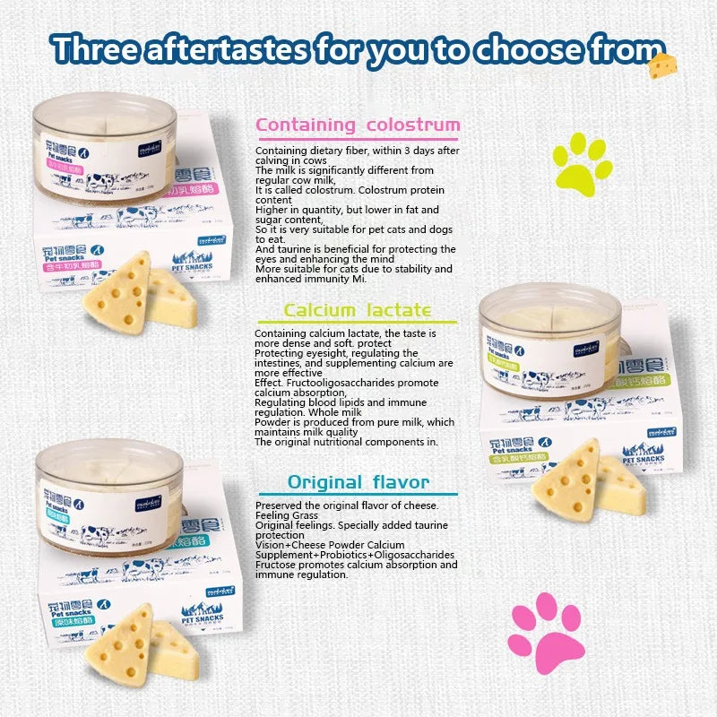 Pet Freeze-Dried Cheese Snacks – High-Calcium, Nutrient-Rich Treats for Dogs & Cats, Supports Digestion & Strong Bones