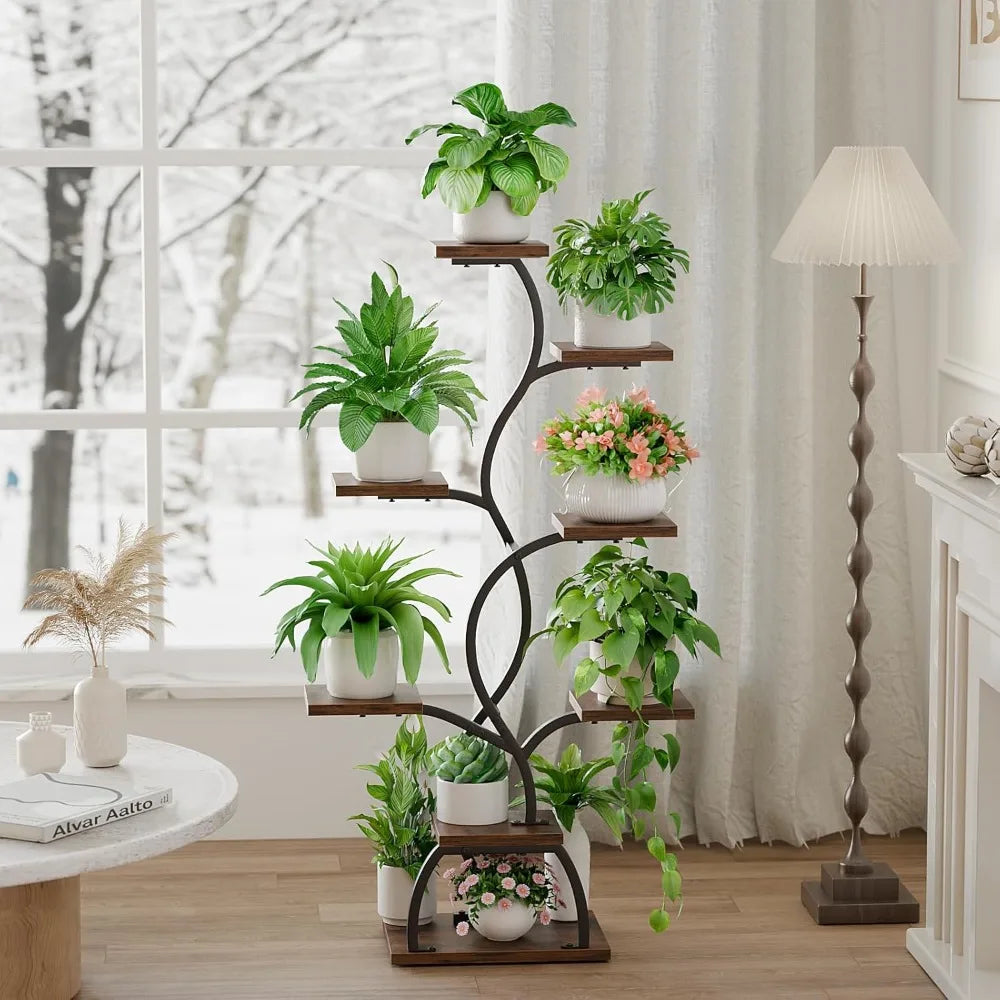 Indoor Plant Stand with Grow Light – 8-Tier 49" Tall Plant Shelf for Indoor Growing, Space-Saving Garden Rack