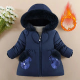Solid Colour Fleece Hooded Zip-Up Jacket for Toddler Girls (Ages 1-4)