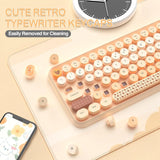 308i Pink Wireless Keyboard and Mouse Set – 2.4G Retro Typewriter Style with Gradient Round Keycaps & Cute Design