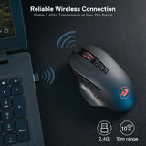 Redragon M656 Gainer Wireless Gaming Mouse – 2.4G Mouse with 4,000 DPI, 5 DPI Levels, 7 Macro Buttons & Red LED Backlight