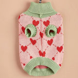 Dog Sweater – Cozy Turtleneck Pullover with Heart Design for Puppies & Cats (Winter Knitwear)