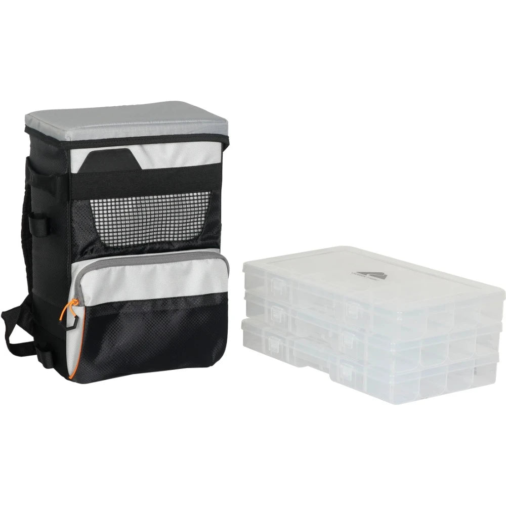 Fishing Backpack with Tackle Trays – Durable Polyester Angling Backpack for Organized Gear Storage