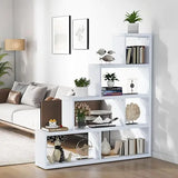 4-Tier L-Shaped Ladder Corner Bookcase – 6 Cube Stepped Etagere with 10 Shelves & Sturdy L-Frame