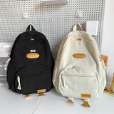 Corduroy Duck Cartoon Backpack – Large Capacity School Bag with Adjustable Straps