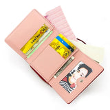 Women’s Heart Embroidered Short Wallet – Triple Fold PU Leather Purse with Multi-Card Slots & Large Capacity