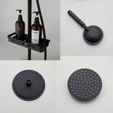 Zappo Matte Black 8-Inch Rainfall Shower Set – Wall-Mounted 3/4-Function System with ABS Shelf