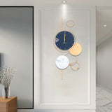 Large Wall Clock Without Drilling – Silent Round Minimalist Clock in Blue & White for Modern Home or Office Décor