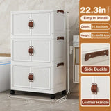 Multi-Layer Folding Storage Cabinet with Wheels – Large Capacity Rolling Organizer Wardrobe