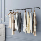 2-Pack Industrial Pipe Clothes Rail Rack – Wall-Mounted Garment Rods & Heavy-Duty Iron Closet Organizer for Hanging Clothes”