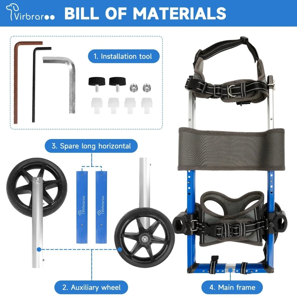 Dog Wheelchair for Back Legs – Adjustable Mobility Support with All-Terrain Tires & Durable Bearings for Large Dogs