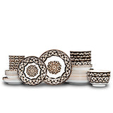 QOMO Collection Multi-Piece Porcelain Dinnerware Set – Floral Design, Service for 4/6/8 (12-/20-/30-/40-Pieces)