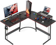 47-Inch L-Shaped Gaming Desk – Carbon Fiber Surface Corner Computer Desk with Large Monitor Stand for Home & Office Setup
