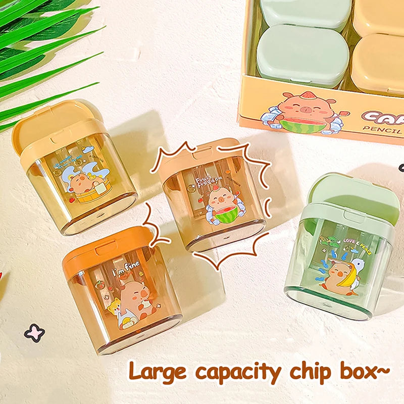 Cartoon Capybara Double Hole Pencil Sharpener – Portable Cute Manual Stationery Tool