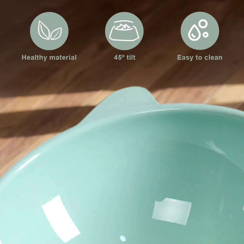 Tilted Elevated Cat Food Bowl – Ergonomic Raised Anti-Vomiting Feeder for Flat-Faced Cats & Small Dogs