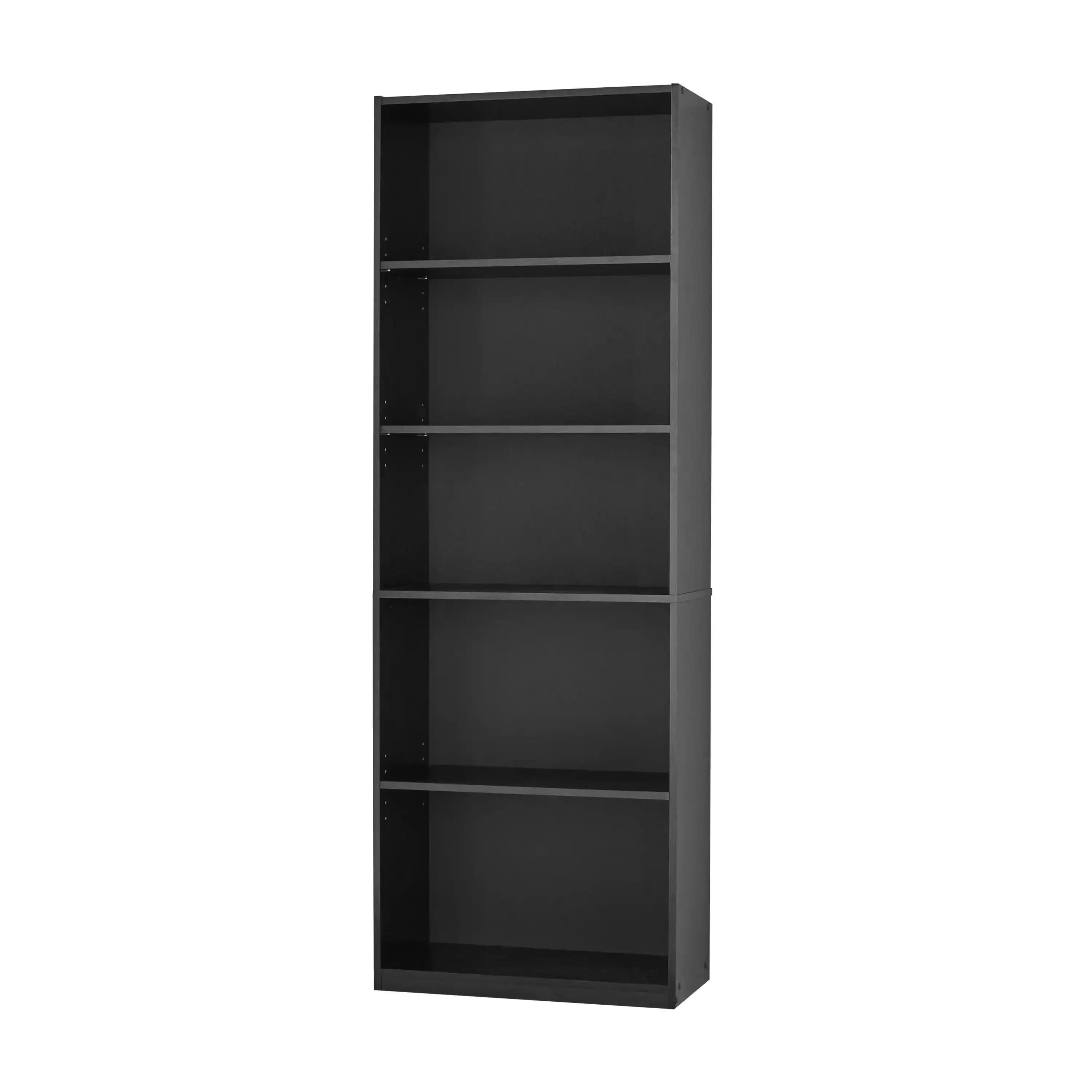 5-Shelf Bookcase with Adjustable Shelves, True Black Oak - PulinGO