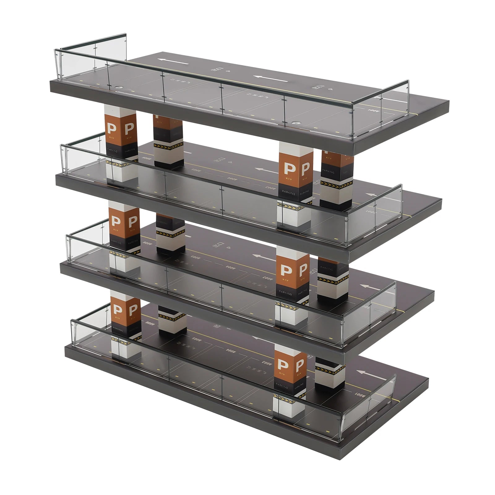 1 : 64 Scale Acrylic Parking Lot Scene Model – 4-Layer Car Garage Diorama Showcase