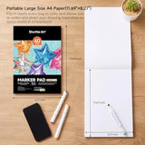 Shuttle Art A4 160 gsm Marker Pad – 11.69×8.27″ Smooth Bleedproof Drawing Paper (60 S