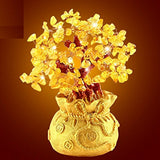 Crystal Money-Bag Tree Figurine – Yellow “Lucky Wealth” Lemon Quartz Feng-Shui Ornament for Home Décor