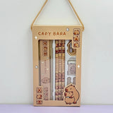 8-in-1 Capybara Stationery Set – Cartoon Animal Pencil, Ruler, Eraser & Sharpener for Kids