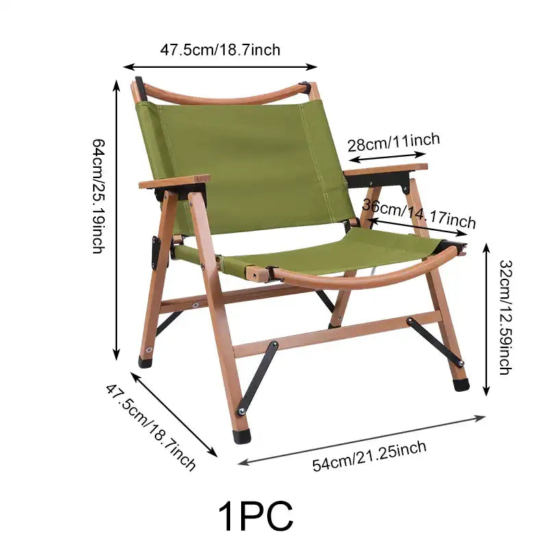 Portable Folding Outdoor Chair – Leaf Design Garden & Camping Chair (Green)