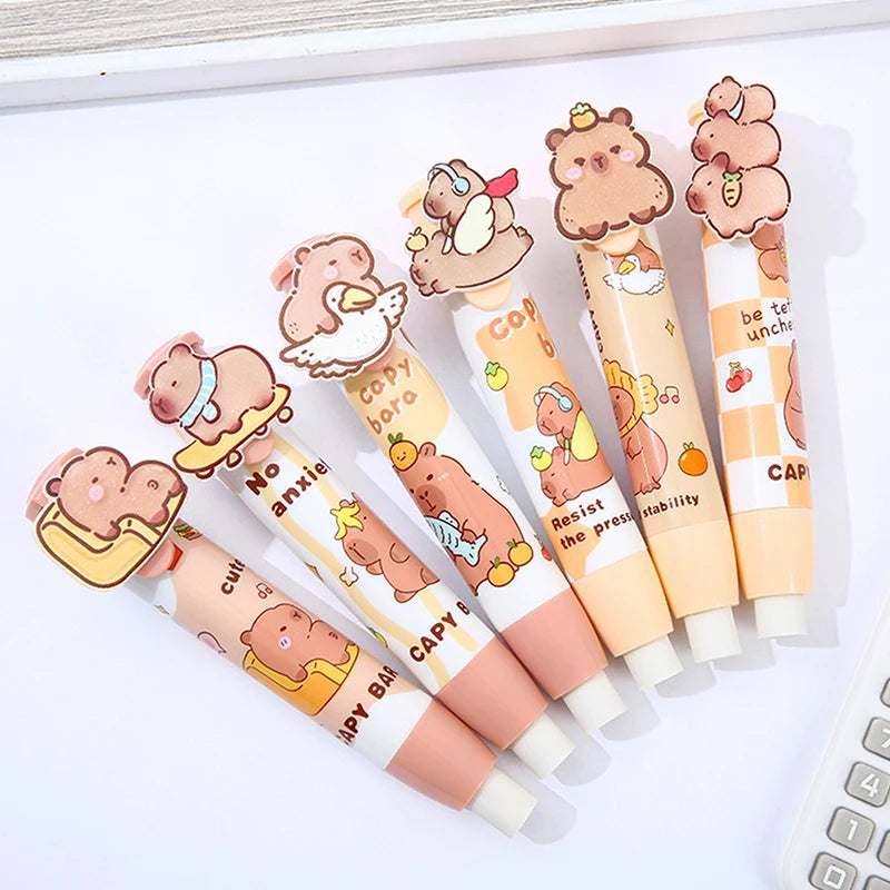 Kawaii Push-Pull Capybara Eraser – Soft School & Office Rubber Eraser for Kids