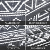 5x8 Outdoor Waterproof Reversible Patio Rug – Boho Plastic RV Camping Rug for Porch, Balcony, Backyard & Picnic