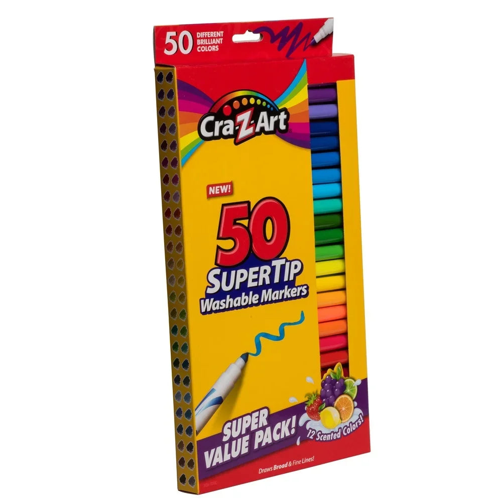 Cra-Z-Art Super Tip Washable Markers – 50 Pack with 12 Unique Scented Colors 🎨✏️